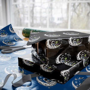 Funny Bookworm In Space Wrapping Paper Roll Cute Astronaut And Alien Reading TS12 Black Print Your Wear