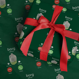 Funny Borg Drink Caling Meme Wrapping Paper Roll College Party Drink Viral Humor TS02 Green Print Your Wear