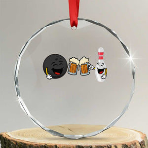 Funny Bowling And Beer Lover Gift Crystal Glass Ornament TS12 Transparent Glass 3'' Circle Print Your Wear