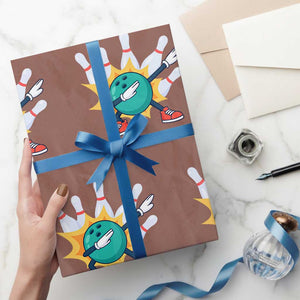Funny Bowling Ball Dab Wrapping Paper Roll Sports Lover Gift TS12 Mocha Print Your Wear