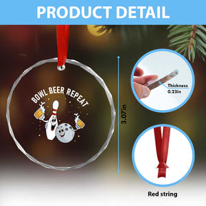 Funny Bowling Beer Lover Gift Crystal Glass Ornament Bowl Beer Repeat TS12 Print Your Wear