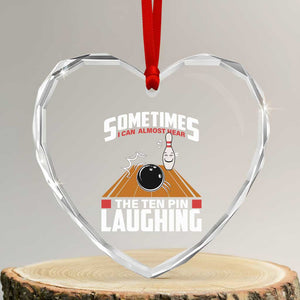 Funny Bowling Heart Crystal Glass Ornament Hear The Ten Pin Laughing Bowler TS02 Transparent Glass 3'' Heart Print Your Wear