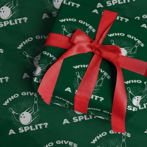 Funny Bowling Team Gift Wrapping Paper Roll Who Gives A Split Quote TS12 Green Print Your Wear