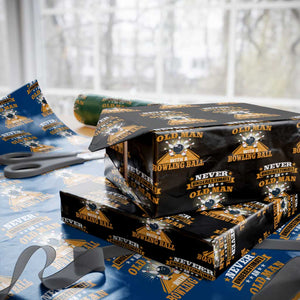 Funny Bowling Wrapping Paper Roll Never Underestimate Old Man Bowling Ball Mens Bowler TS02 Black Print Your Wear