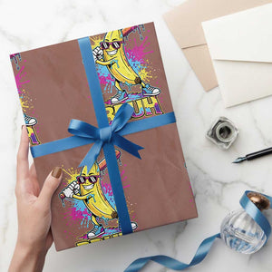 Funny Bruh Banana Baseball Drip Ice Cream Sports Splatter Wrapping Paper Roll TS11 Mocha Print Your Wear