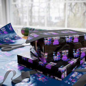 Funny Bruh It's My Birthday Wrapping Paper Roll Llama Pinata Gaming Bday TS11 Black Print Your Wear