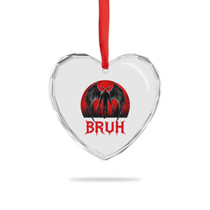Funny Bruh Mothman Heart Crystal Glass Ornament Cryptozoology Cryptid Humor Weirdcore Horror Moon