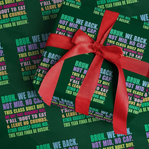Funny Bruh We Back To School Wrapping Paper Roll Gen A Slang Happy First Day Of School TS10 Green Print Your Wear