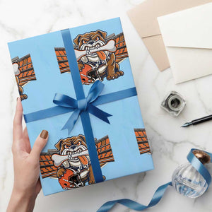 Funny Bulldog Football Lover Wrapping Paper Roll Game Day Fan Lifestyle TS12 Light Blue Print Your Wear