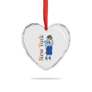 Funny Bulldog Playing Basketball Heart Crystal Glass Ornament New York Pride