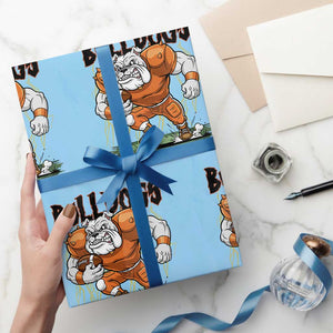 Funny Bulldog Playing Football Wrapping Paper Roll Game Day Dog Lover TS12 Light Blue Print Your Wear