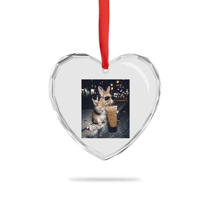 Funny Bunny Drinking Diet Coke Heart Crystal Glass Ornament Vintage 90s Graphic Meme TS14 Print Your Wear