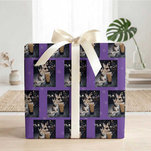Funny Bunny Drinking Iced Coffee Wrapping Paper Roll Vintage 90s Graphic Meme TS14 Purple Print Your Wear
