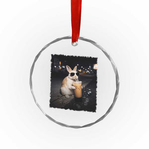 Funny Bunny Drinking Iced Coffee Crystal Glass Ornament Animal Meme Viral Internet TS14 Print Your Wear