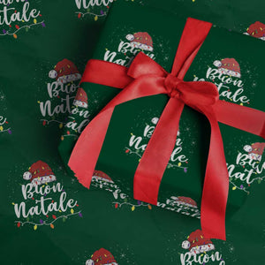 Funny Buon Natale Wrapping Paper Roll Italian Christmas Italy Pride Santa Hat TS11 Green Print Your Wear