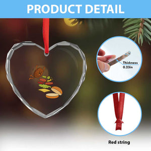 Funny Burger Ingredients Flying Into Bun Heart Crystal Glass Ornament Fast Food Lover Gift