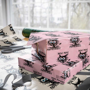 Funny Burnt Cat Wrapping Paper Roll Pew Pew Madafakas TS02 Light Pink Print Your Wear