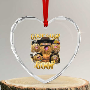 Funny Burnt Peanut Goop Heart Crystal Glass Ornament Bungulato 90s Bootleg TS14 Transparent Glass 3'' Heart Print Your Wear