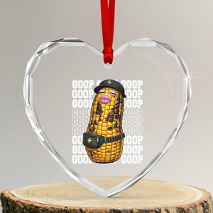 Funny Burnt Peanut Goop Heart Crystal Glass Ornament Burnt Corn Meme Viral Humor TS14 Transparent Glass 3'' Heart Print Your Wear