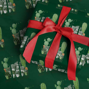 Funny Cactus Plant Lover Wrapping Paper Roll What The Fucculent TS12 Green Print Your Wear