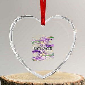 Funny Cajun Crawfish Boil Mardi Gras Heart Crystal Glass Ornament What's Crackin TS11 Transparent Glass 3'' Heart Print Your Wear