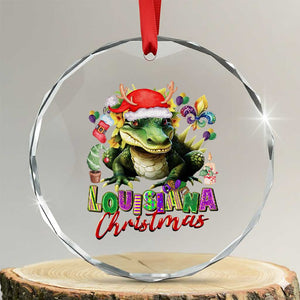 Funny Cajun Louisiana Christmas Santa's Alligator Crystal Glass Ornament TS11 Transparent Glass 3'' Circle Print Your Wear