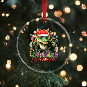 Funny Cajun Louisiana Christmas Santa's Alligator Crystal Glass Ornament TS11 Print Your Wear