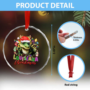 Funny Cajun Louisiana Christmas Santa's Alligator Crystal Glass Ornament TS11 Print Your Wear