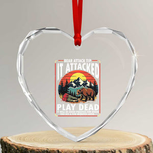 Funny Camping Hiking Sarcastic Heart Crystal Glass Ornament Bear Attack Tip TS14 Transparent Glass 3'' Heart Print Your Wear