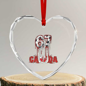 Funny Canada Soccer 67 Meme Heart Crystal Glass Ornament Canadian Soccer Lovers TS12 Transparent Glass 3'' Heart Print Your Wear