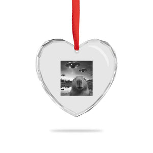 Funny Capybara Heart Crystal Glass Ornament Selfie With UFOs Capy Meme Graphic TS02 Print Your Wear