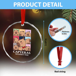 Funny Capybara Xmas Crystal Glass Ornament Capyeras The Rodent Tour TS09 Print Your Wear