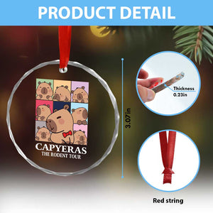 Funny Capybara Xmas Crystal Glass Ornament Capyeras The Rodent Tour TS09 Print Your Wear