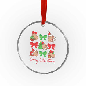 Funny Capybara Xmas Crystal Glass Ornament Cute Capy Coquette Bow TS09 Print Your Wear