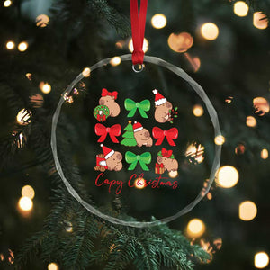 Funny Capybara Xmas Crystal Glass Ornament Cute Capy Coquette Bow TS09 Print Your Wear