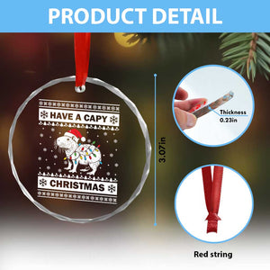 Funny Capybara Xmas Crystal Glass Ornament Have A Capy Christmas Light TS09 Print Your Wear