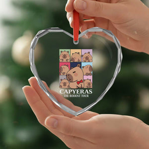Funny Capybara Xmas Heart Crystal Glass Ornament Capyeras The Rodent Tour TS09 Print Your Wear