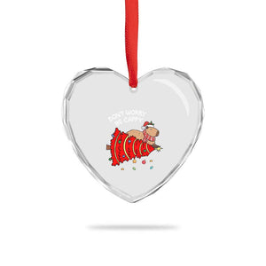 Funny Capybara Xmas Heart Crystal Glass Ornament Don't Worry Be Capy TS09 Print Your Wear