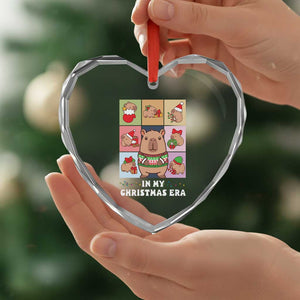 Funny Capybara Xmas Heart Crystal Glass Ornament In My Christmas Era TS09 Print Your Wear