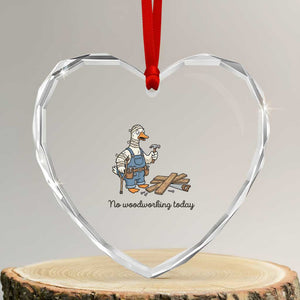 Funny Carpenter Duck Heart Crystal Glass Ornament No Woodworking Today