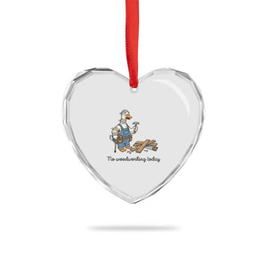 Funny Carpenter Duck Heart Crystal Glass Ornament No Woodworking Today