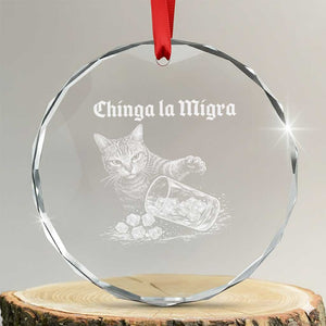 Funny Cat Anti ICE Meme Crystal Glass Ornament TS14 Transparent Glass 3'' Circle Print Your Wear
