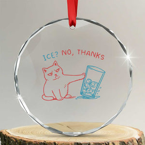 Funny Cat Anti ICE Political Protest Crystal Glass Ornament Ice? No Thanks TS14 Transparent Glass 3'' Circle Print Your Wear