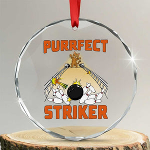 Funny Cat Bowling Gift Crystal Glass Ornament Purrfect Striker TS12 Transparent Glass 3'' Circle Print Your Wear