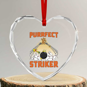 Funny Cat Bowling Gift Heart Crystal Glass Ornament Purrfect Striker TS12 Transparent Glass 3'' Heart Print Your Wear
