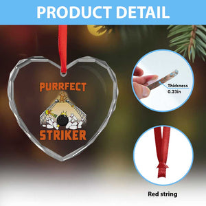 Funny Cat Bowling Gift Heart Crystal Glass Ornament Purrfect Striker TS12 Print Your Wear