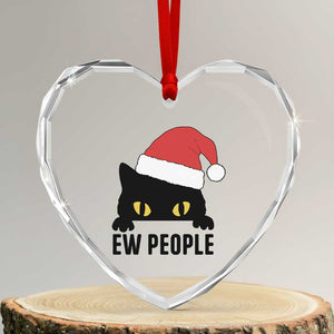Funny Cat Christmas Heart Crystal Glass Ornament Ew People Anti Social Grumpy Cat Xmas TS14 Transparent Glass 3'' Heart Print Your Wear