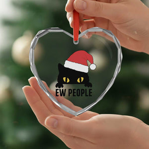 Funny Cat Christmas Heart Crystal Glass Ornament Ew People Anti Social Grumpy Cat Xmas TS14 Print Your Wear