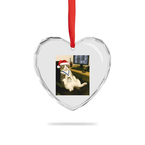 Funny Cat Christmas Heart Crystal Glass Ornament Night Time Security Guard TS14 Print Your Wear