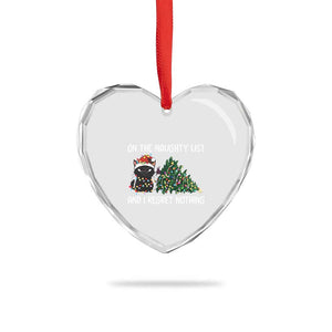 Funny Cat Christmas Heart Crystal Glass Ornament On The Naughty List And I Regret Nothing TS14 Print Your Wear